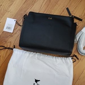 Lo & Sons Pearl Black Napa Leather Crossbody